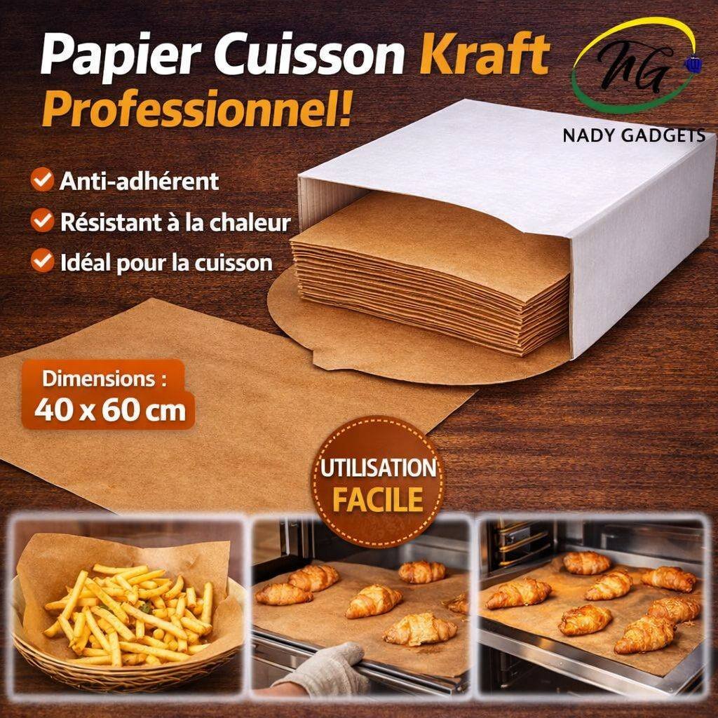 Feuilles de papier cuisson kraft professionnel anti-adhérent pour la cuisson au four.
